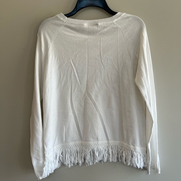 STS Sail to Sable LS Resort Fringed Sweater in White, size XS - Picture 2 of 6